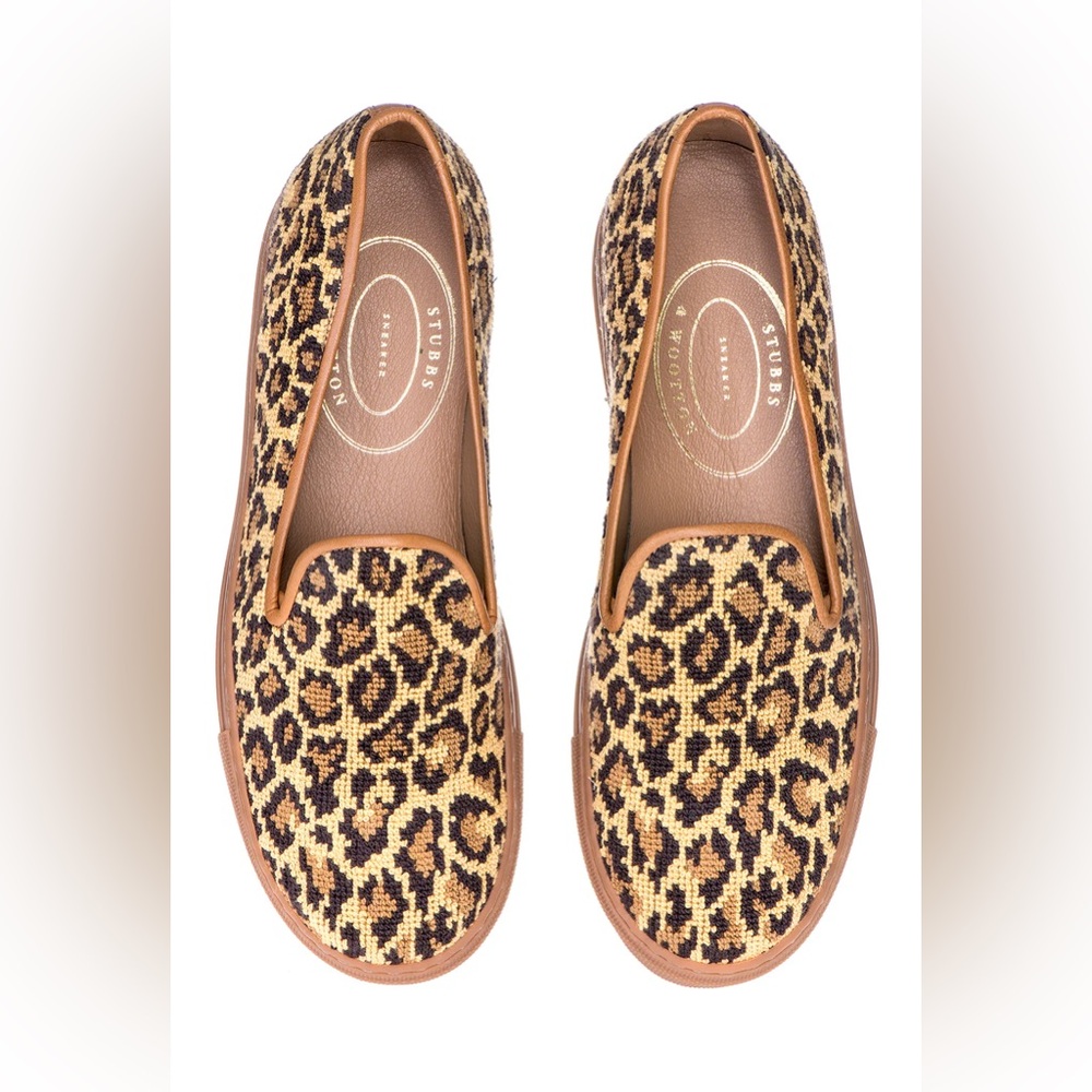Stubbs & Wootton Jane Leopard Needlepoint sneakers size 6